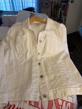 J. Jill White Casual Button-Front Shirt Jacket